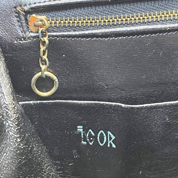 Vintage Igor Women’s Black Leather Gold Handle Structured Elegant Purse - Picture 5 of 10